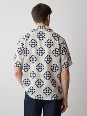 RW&CO Linen-Blend Short-Sleeve Shirt with Print
