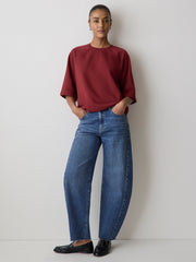 RW&CO Short-Raglan-Sleeve Crew-Neck French Terry Top