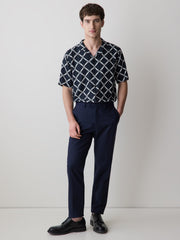 RW&CO Short-Sleeve Camp-Collar Shirt with Geo Print