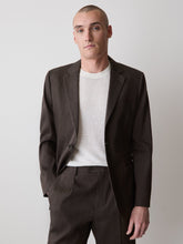 RW&CO Slim-Fit Brown Linen-Blend Blazer