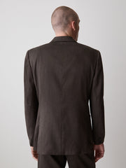 RW&CO Slim-Fit Brown Linen-Blend Blazer