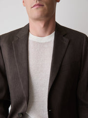 RW&CO Slim-Fit Brown Linen-Blend Blazer