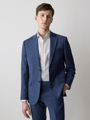 RW&CO Blue Slim Fit Wool Suit Blazer