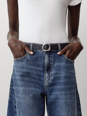 RW&CO Leather Belt with Sculptural Buckle