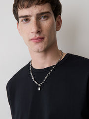 RW&CO Stainless Steel Necklace with Lock Pendant