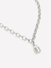 RW&CO Stainless Steel Necklace with Lock Pendant