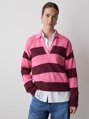 RW&CO Cotton-Merino-Blend V-Neck Rugby Polo Sweater