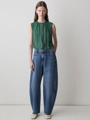 RW&CO Sleeveless Buttoned-Down Blouse with Ruffled Trim