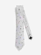 RW&CO Grey Regular Tie with Floral Pattern