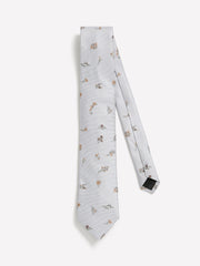 RW&CO Grey Regular Tie with Floral Pattern