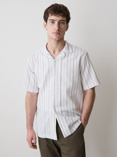 RW&CO Striped Short-Sleeve Textured Shirt with Camp Collar