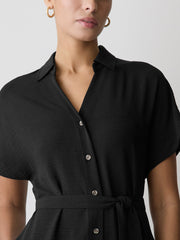 RW&CO Short-Sleeve Buttoned-Down Midi Dress with Shirt Collar