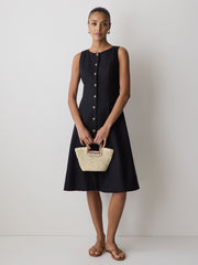 RW&CO Sleeveless Crew-Neck Linen-Blend Midi Dress
