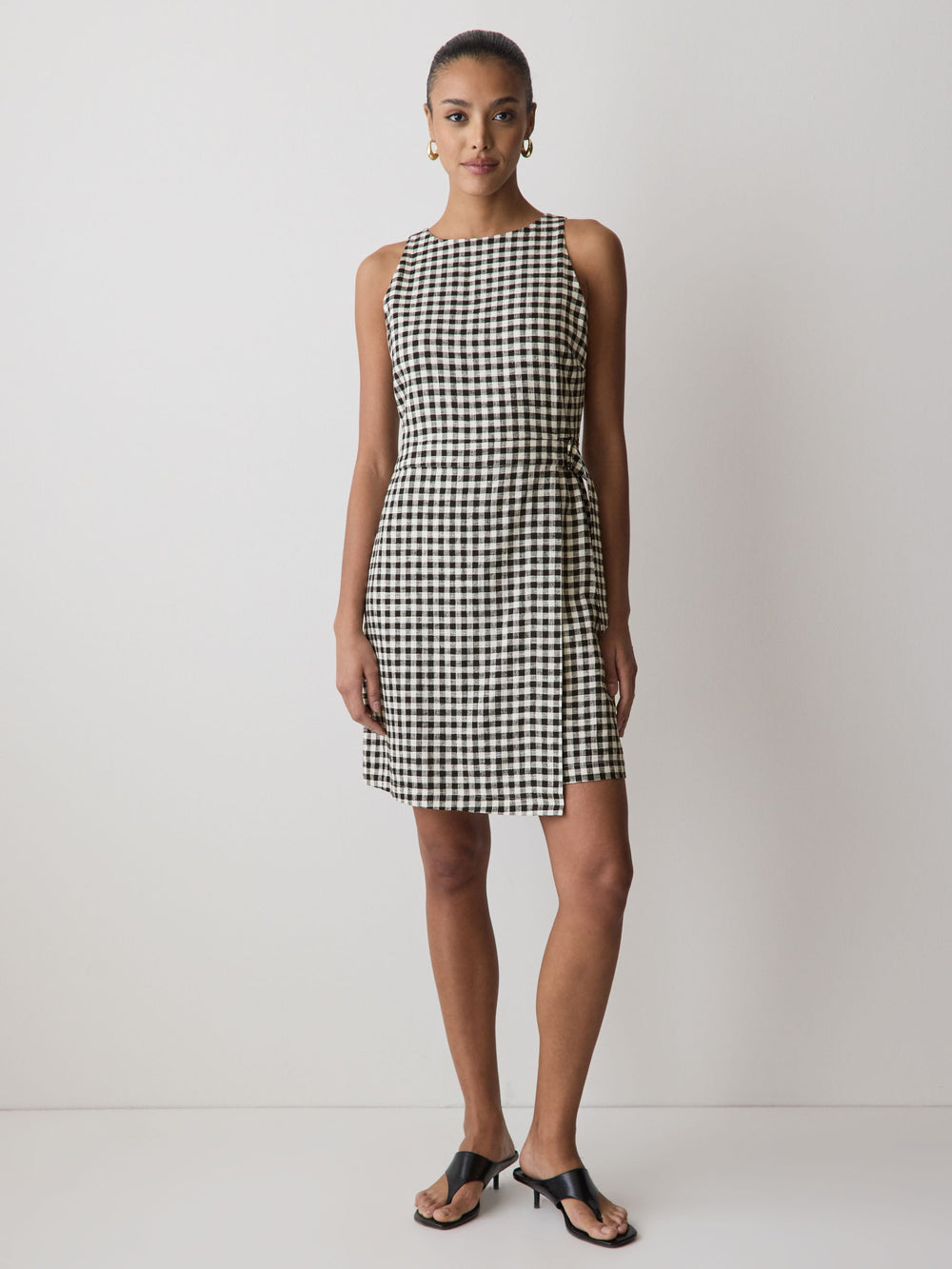RW&CO Sleeveless Boat-Neck Linen-Blend Midi Dress