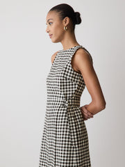RW&CO Sleeveless Boat-Neck Linen-Blend Midi Dress