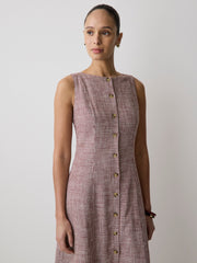 RW&CO Sleeveless Crew-Neck Linen-Blend Midi Dress