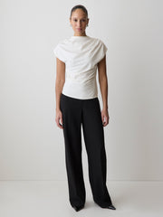 RW&CO Extended-Sleeve Crew-Neck Draped Top