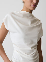 RW&CO Extended-Sleeve Crew-Neck Draped Top