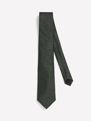 RW&CO Dark Green Regular Tie with Square Geometric Pattern