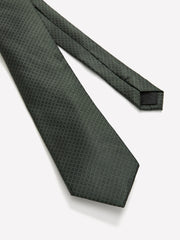 RW&CO Dark Green Regular Tie with Square Geometric Pattern