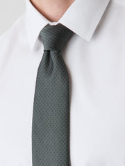 RW&CO Dark Green Regular Tie with Square Geometric Pattern