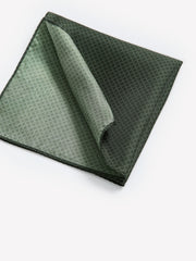 RW&CO Dark Green Handkerchief with Square Geometric Pattern