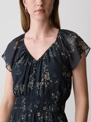 RW&CO Fit-and-Flare Midi Dress with Short Flutter Sleeves