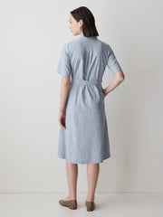 RW&CO Short-Sleeve Linen-Blend Midi Dress with Shirt Collar