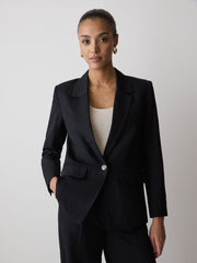 RW&CO Linen-Blend Relaxed-Fit One-Button Blazer