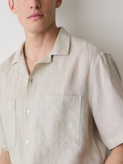RW&CO Short-Sleeve Linen Shirt with Camp Collar
