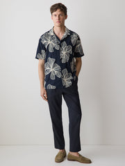RW&CO Short-Sleeve Camp-Collar Shirt with Embroidered Details