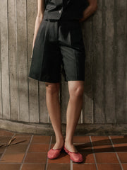 RW&CO Linen-Blend High-Rise Bermuda Shorts