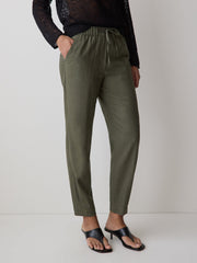 RW&CO Linen Mid-Rise Tapered-Leg Jogger Pant