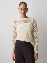 RW&CO Long-Sleeve Crew-Neck Top with Crochet Details