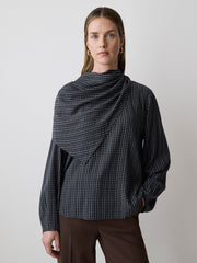 RW&CO Long-Sleeve Popover Blouse with Scarf Neckline