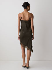 RW&CO Satin Sleeveless Midi Dress with Lace Trims