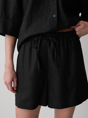 RW&CO Linen-Blend Mid-Rise Pull-On Short