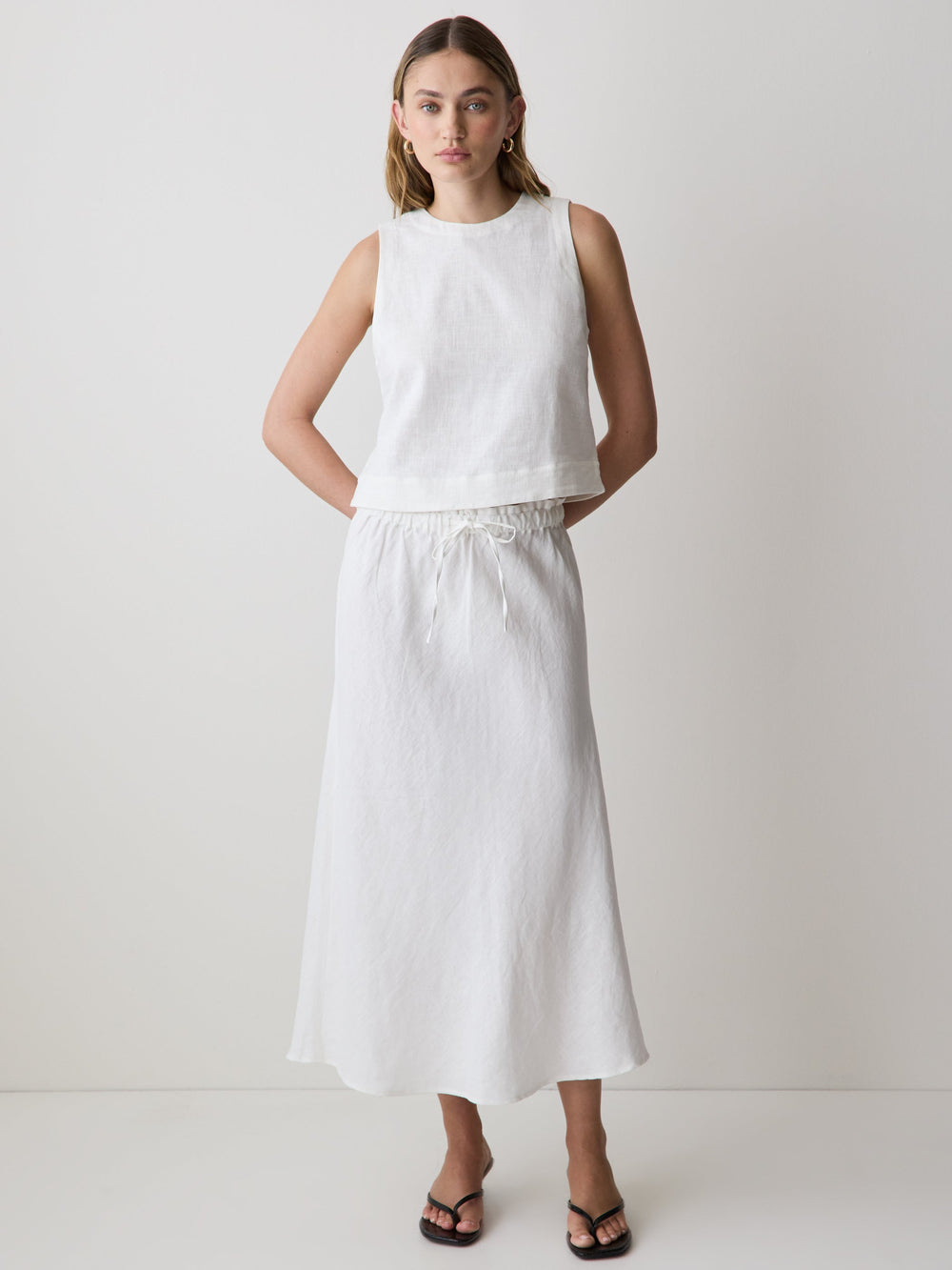 RW&CO Linen Straight Midi Skirt