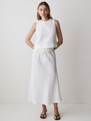 RW&CO Linen Straight Midi Skirt