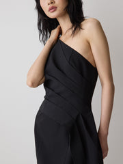 RW&CO One-Shoulder Draped Mini Cocktail Dress
