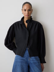 RW&CO Long-Sleeve Crew-Neck Blouse with Ruffles