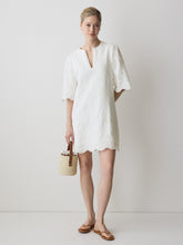 RW&CO Split-Neck Flare Mini Dress with Embroideries