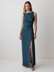 RW&CO Sleeveless Boat-Neck Maxi Cocktail Dress