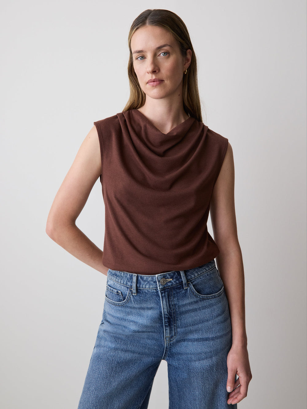 RW&CO Sleeveless Top with Cowl Neckline