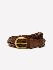 RW&CO Braided Leather Belt with Metal Buckle