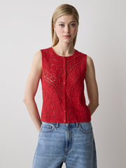 RW&CO Buttoned-Down Crochet Tank Top