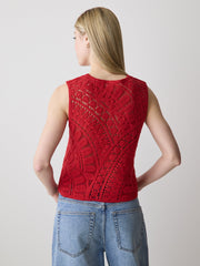 RW&CO Buttoned-Down Crochet Tank Top