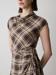 RW&CO Extended-Sleeve Cowl-Neck Midi Dress with Wrap Detail