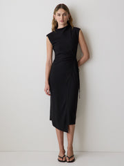RW&CO Extended-Sleeve Mock-Neck Midi Dress with Wrap Detail