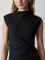 RW&CO Extended-Sleeve Mock-Neck Midi Dress with Wrap Detail